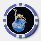 Lot De Jeton De Poker Danseuse en robe bleue sur noir (Recto)