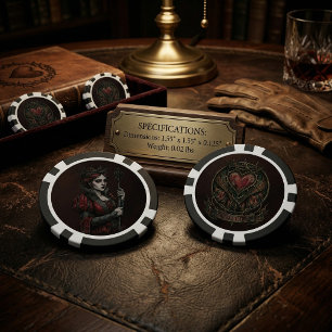 Lot De Jeton De Poker Dark Fantasy Mélancolie Reine & Sigil Gothique Jet