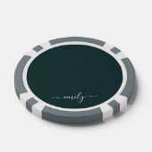 Lot De Jeton De Poker Dark Green Modern Script Nom du monogramme (Simple)