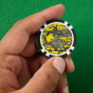 Lot De Jeton De Poker Déguisement Jaune et Marron Camouflage, Militaire,