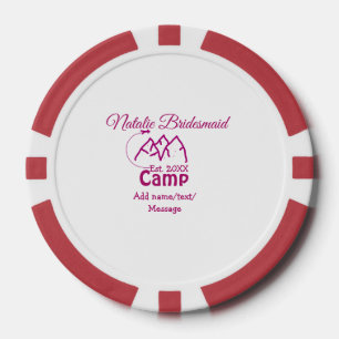 Lot De Jeton De Poker Demoiselle d'honneur de camp rose ajouter nom date