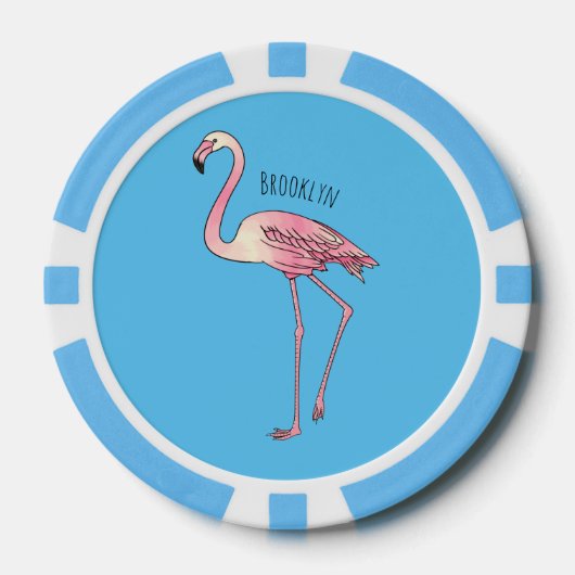 Lot De Jeton De Poker dessin animé d'oiseau Flamant rose (Recto)