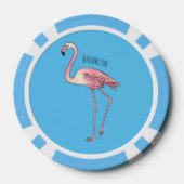 Lot De Jeton De Poker dessin animé d'oiseau Flamant rose (Verso)