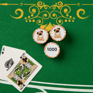 Lot De Jeton De Poker Dessin animé Pug grincheux