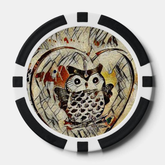 Lot De Jeton De Poker Dessin de hibou (Recto)