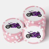 Lot De Jeton De Poker Dessin de moto de sport violet (Empiler)
