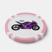 Lot De Jeton De Poker Dessin de moto de sport violet (Simple)