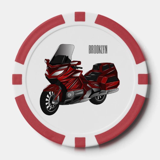 Lot De Jeton De Poker Dessin de moto de tourisme (Recto)