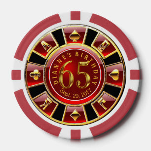 Lot De Jeton De Poker Dianne 65e anniversaire Vegas Casino Chip-Red