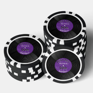 Lot De Jeton De Poker Disque Vinyle Rétro Rock N Roll Violet Anniversair