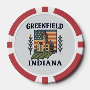 Lot De Jeton De Poker Drapeau américain de Greenfield Indiana