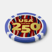 Lot De Jeton De Poker Drapeau américain doré du 250e anniversaire USA (Simple)