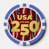 Lot De Jeton De Poker Drapeau américain doré du 250e anniversaire USA (Recto)