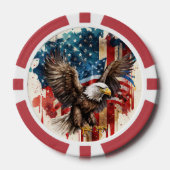 Lot De Jeton De Poker Drapeau Bald Eagle Abstrait USA (Recto)