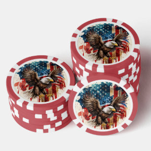 Lot De Jeton De Poker Drapeau Bald Eagle Abstrait USA