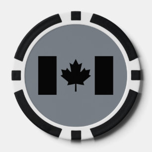 Lot De Jeton De Poker Drapeau canadien en style noir