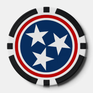 Lot De Jeton De Poker Drapeau de l'État du Tennessee Bleu Étoiles Blanch