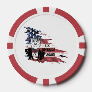 Lot De Jeton De Poker Drapeau des Etats-Unis.Donald Trump.