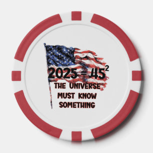 Lot De Jeton De Poker Drapeau des États-Unis. Le président Donald Trump.
