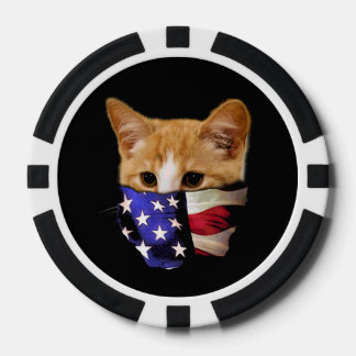 Lot De Jeton De Poker Drapeau Patriotique Cat USA America