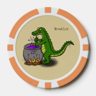Lot De Jeton De Poker Drôle alligator vert cuisine dessin animé