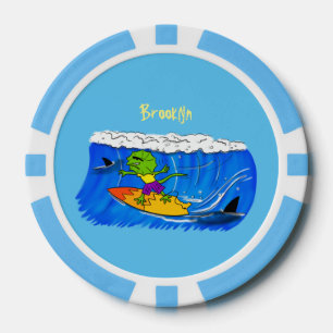 Lot De Jeton De Poker Drôle caricature de surf de lézard au cou