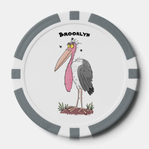 Lot De Jeton De Poker Drôle dessin animé de cigogne en marabou