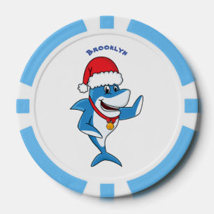 Lot De Jeton De Poker Drôle dessin animé de requin de Noël