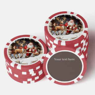 Lot De Jeton De Poker Drôle fête Noël Père Noël ajouter un texte