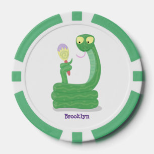 Lot De Jeton De Poker Drôle serpent vert avec caricature maraca