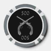 Lot De Jeton De Poker Dueling Pistols Argent et Noir (Verso)