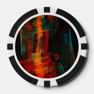 Lot De Jeton De Poker Eau Orange Rouge Bleu moderne Art Abstrait Motif