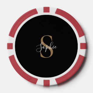 Lot De Jeton De Poker Écriture de monogramme personnalisée Élégante Pers