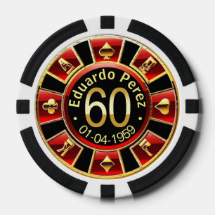 Lot De Jeton De Poker Eduardo P 60ème anniversaire puce de poker rouge