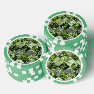 Lot De Jeton De Poker Élégance Émeraude : Feuilles Vertes en Taillage Di