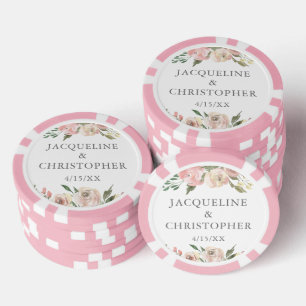 Lot De Jeton De Poker Élégant floral rose poudré personnalisé pour maria