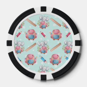 Lot De Jeton De Poker Éléphant motif de rentrée scolaire
