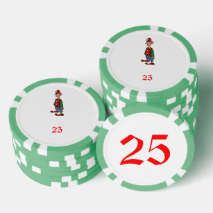 Lot De Jeton De Poker Elf At Attention green 25 puce de poker rayé
