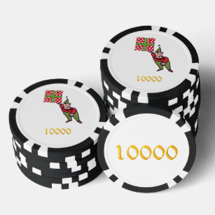 Lot De Jeton De Poker Elf w Polka Dot noir or 10K bande puce de poker
