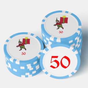 Lot De Jeton De Poker Elfe avec boîte rouge bleu clair 50 puce de poker 