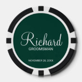 Lot De Jeton De Poker Emerald Modern Script Personnalisé Groomsman (Recto)