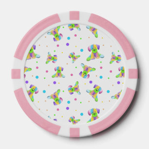 Lot De Jeton De Poker enfants arc-en-ciel chien chiot pois couleurs vive