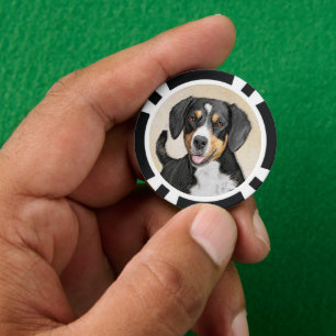 Lot De Jeton De Poker Entlebucher Mountain Dog Painting Original Chien A