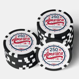Lot De Jeton De Poker États-Unis Rouge Blanc et Bleu 250e anniversaire d