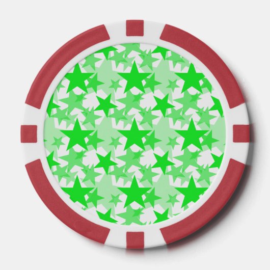 Lot De Jeton De Poker Étoiles 3 Vertes (Recto)