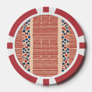 Lot De Jeton De Poker Étoiles rouges et bleues et rayures 4 juillet