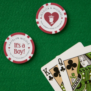 Lot De Jeton De Poker Faire-part de naissance personnalisé bébé garçon p