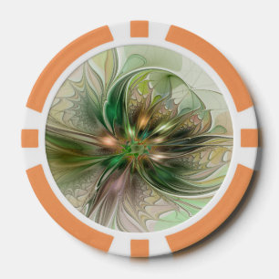 Lot De Jeton De Poker Fantaisie Abstraite Moderne Fleur Fractale Colorée