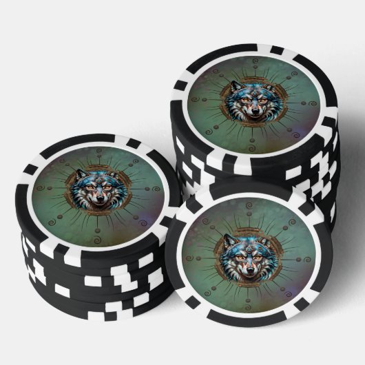 Lot De Jeton De Poker Fantasytic steampunk wolf. (Empiler)