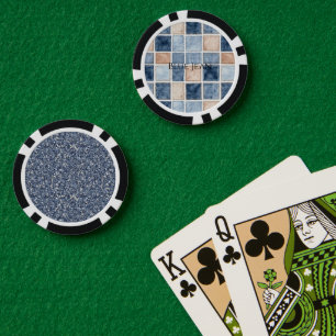 Lot De Jeton De Poker Fausse crème denim bleu jean paillettes